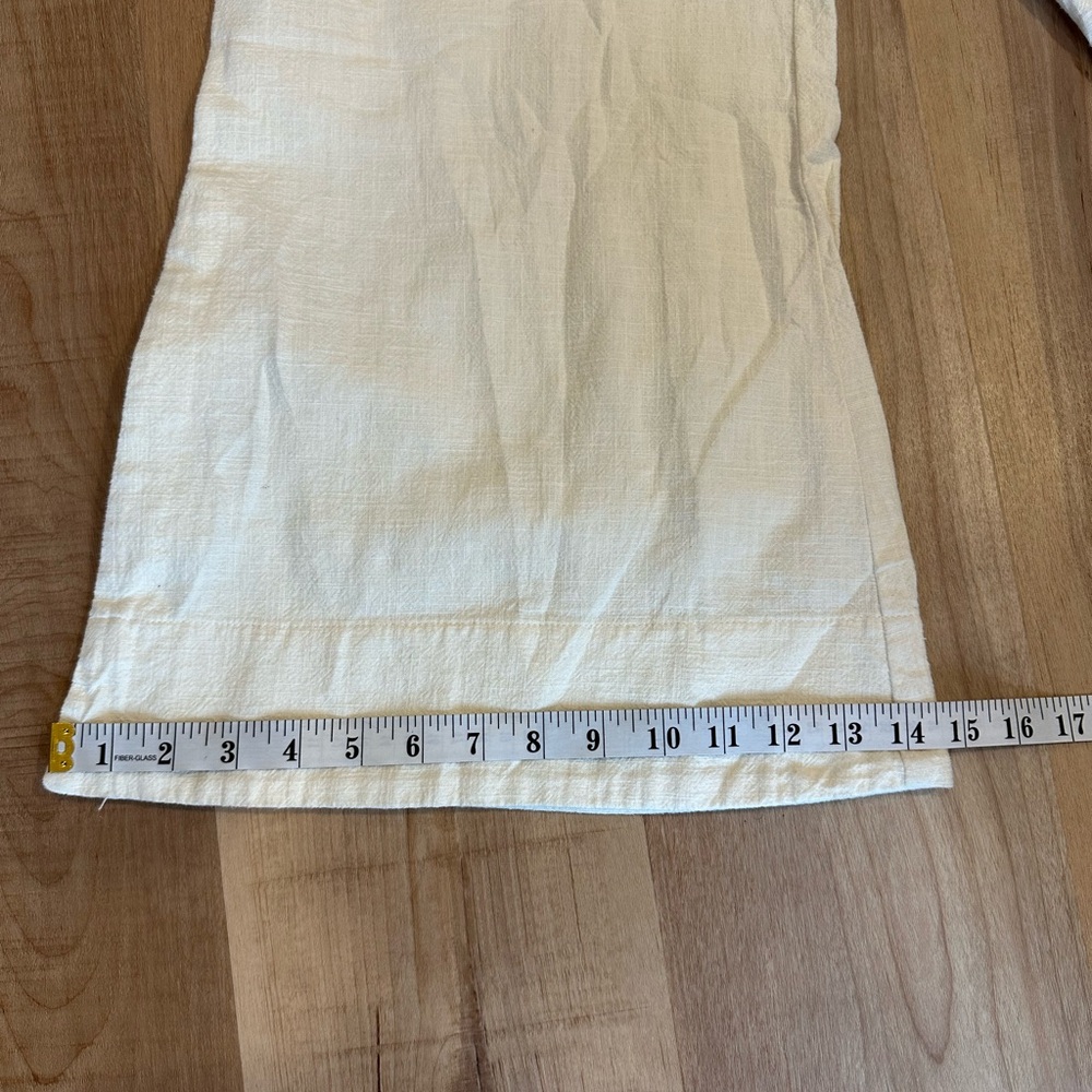 Anthropologie Button Front Belted Wide Leg Crop Jumpsuit Cream Size 00 Linen - Picture 12 of 16